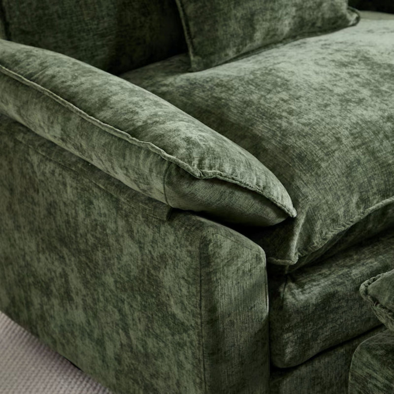 Fauteuil d'appoint moderne avec repose-pieds, fauteuil club pour salon, Chenille verte