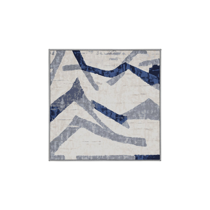 Machine Washable Gray Area Rug, Square 3'