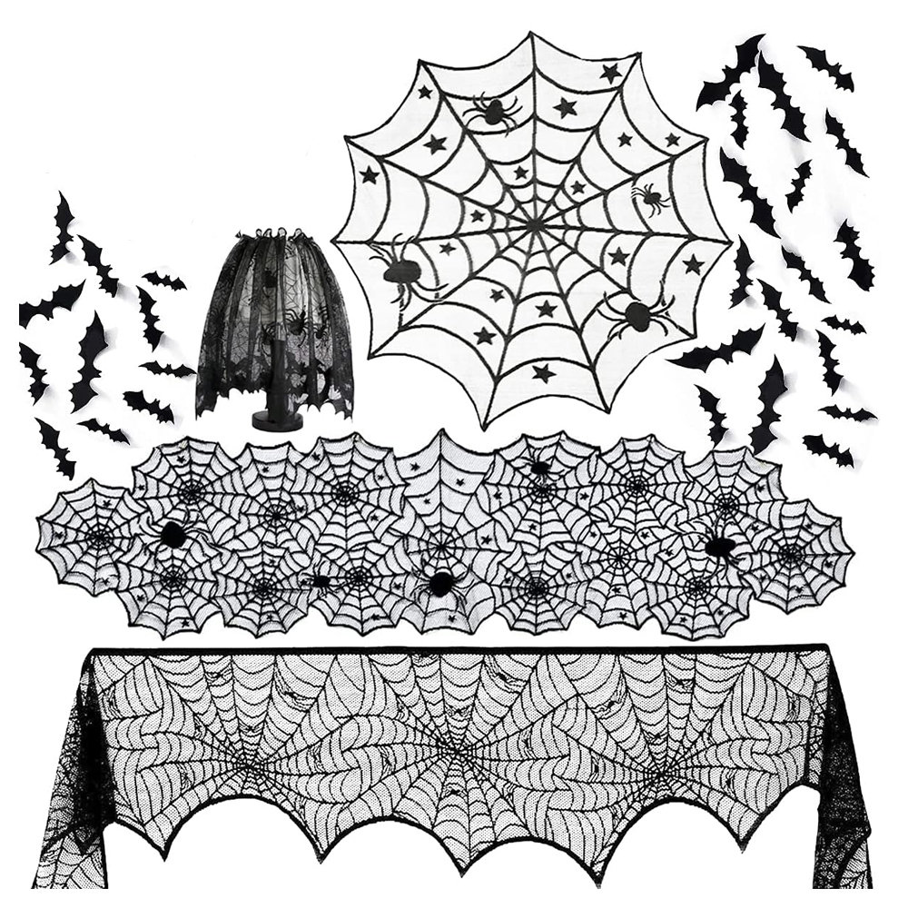 Premium 12-Piece Black Spider's Web Halloween Paper Lantern Party Pack -   - Paper Lanterns, Decor, Party Lights & More