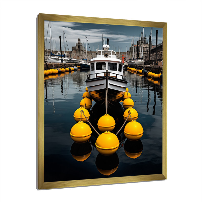 Port Wharf Reflections I - impression, H 20 po x l 12 po x P 1 po, Encadrement doré
