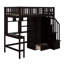 Lit mezzanine simple avec bibliothèque, tiroirs, bureau et garde-robe-236915037