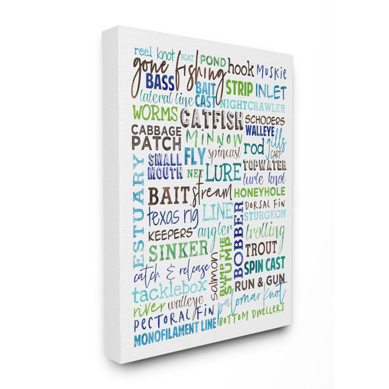 " Fishing Terms And Phrases Sports " by Ziwei Li, Wrapped Canvas, 48" H x 36" W