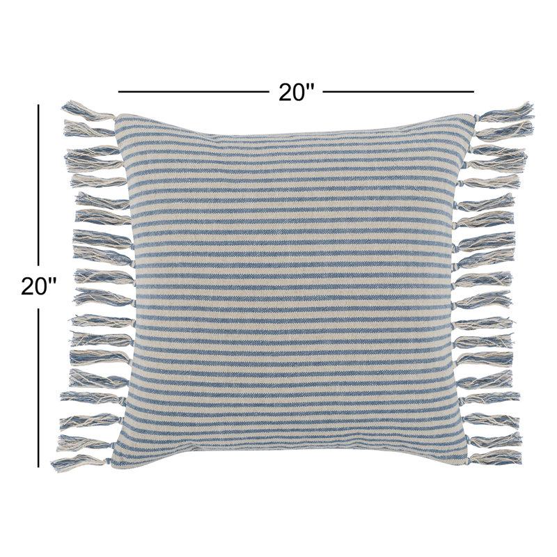 Benny 20" Square Throw Pillow, Blue Natural