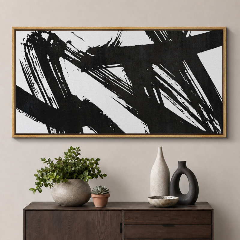 BAW Dynamic, impression en noir et blanc sur toile, H 30 po x l 60 po, Naturel