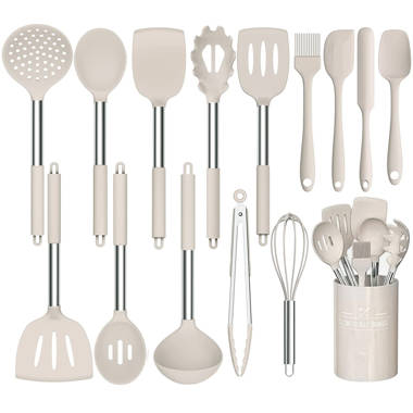 hampton homeware kitchen utensils set, 33 pcs non-stick silicone cooking  utensils set, heat-resistant silicone