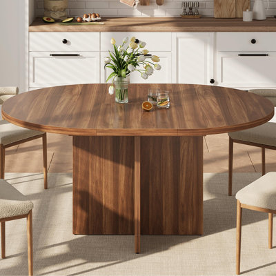 Table de salle à manger extensible 43,3 "à 59" pour 4-8, table de cuisine ovale avec feuilles amovibles
