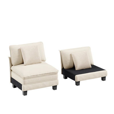 Two Single Seats Without Armrests Are Missing One Seat Cushion