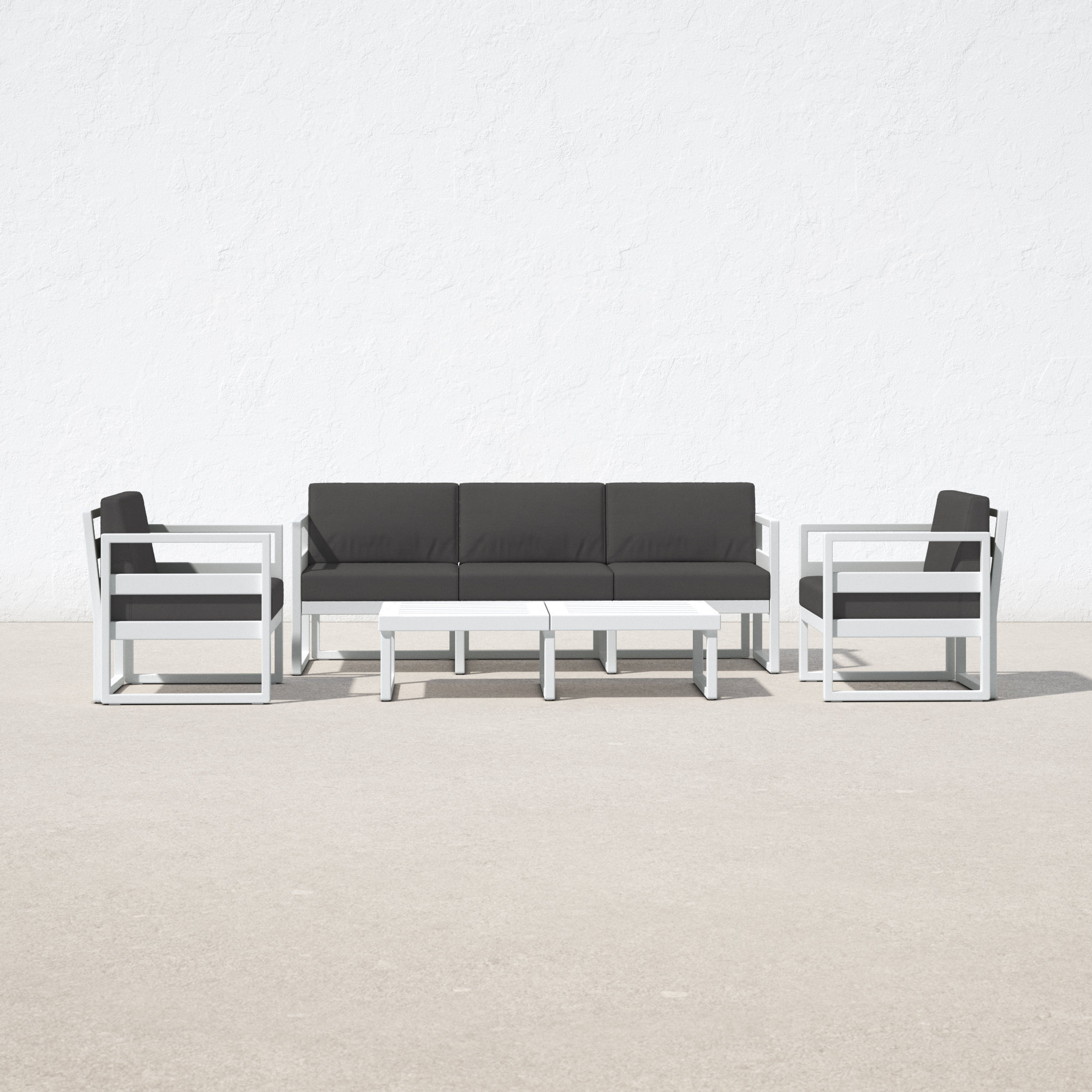 Lane 5 - Person Patio Conversation Set with Cushions, Charcoal, White