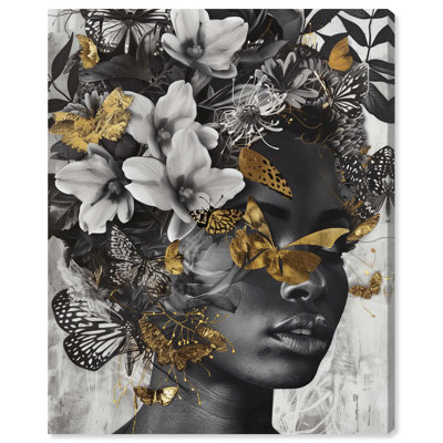 Hidden Golden Butterflies Gold Fashion Glam Wall Art by Art Remedy