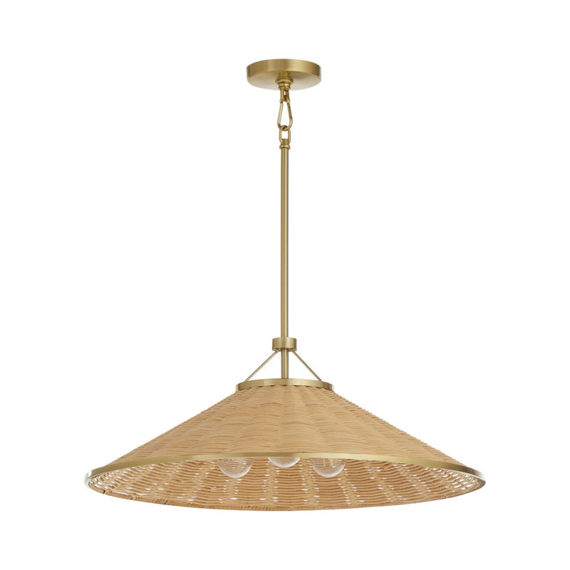 Luminaire suspendu 3 lumières Aseeb, Laiton antique