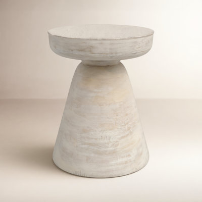 Vanola Round End Table in Solid Wood - Handcrafted Accent Side Table for Living Room, Office, or Bedroom, 19"	