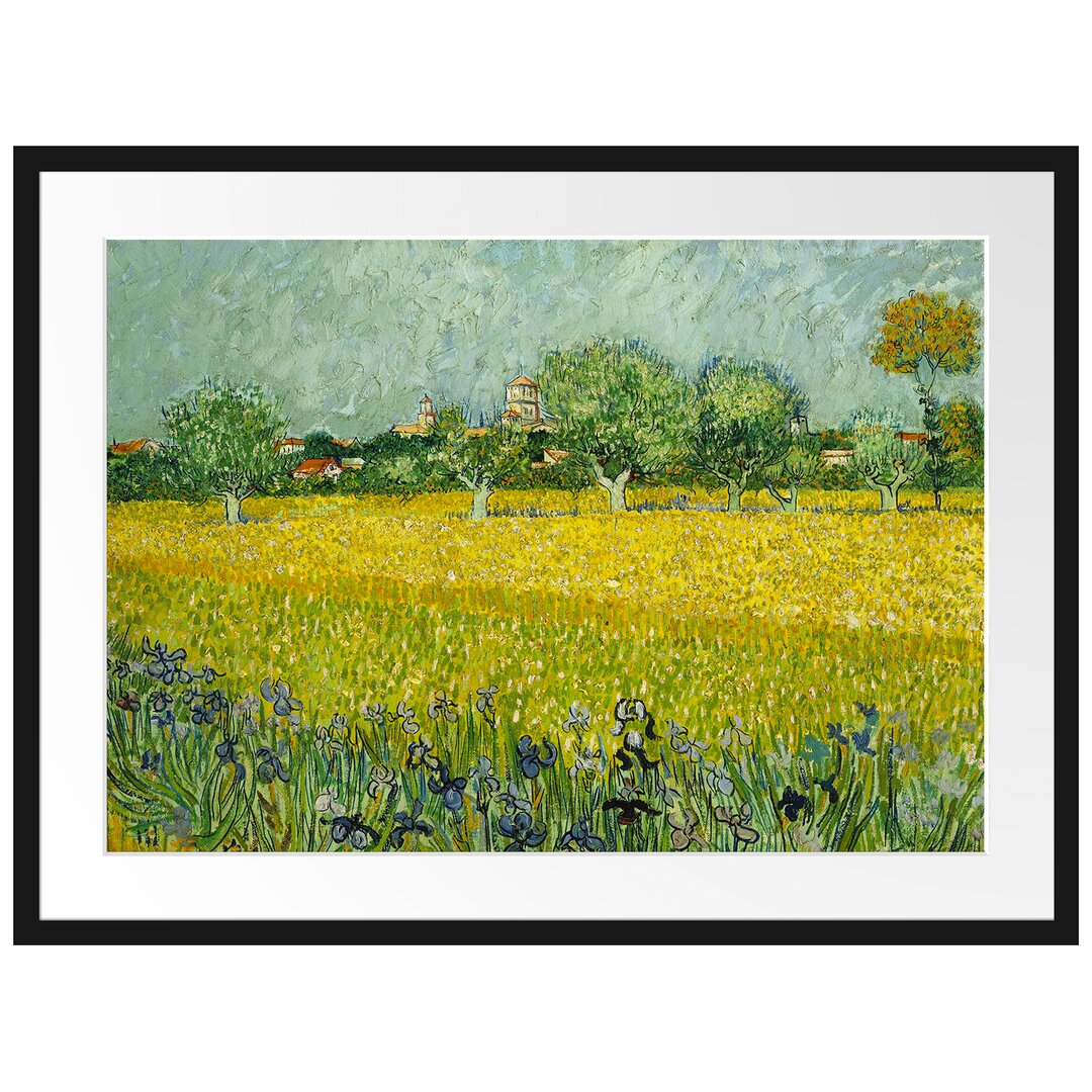 Gerahmter Kunstdruck Field with Flowers Near Arle von Vincent Van Gogh