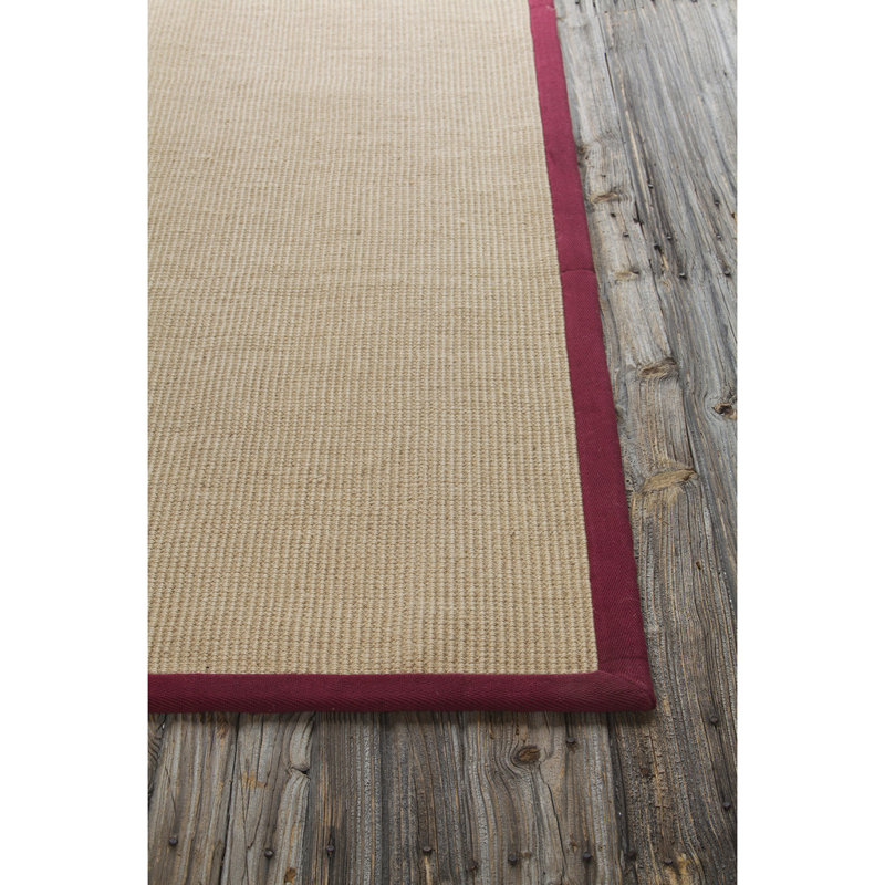 Tapis en jute et sisal tissé à la main Eastwood, Rectangulaire 8 pi x 10 pi, Brun/rouge