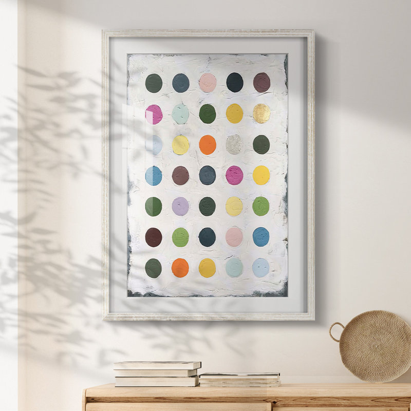 Chroma Dots I - impression encadrée, H 25,5 po x l 17,5 po, Blanc