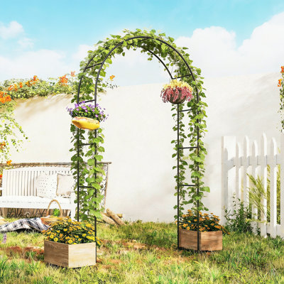 Treillis d'arche de jardin en métal 8 pi, treillis pour support d'escalade