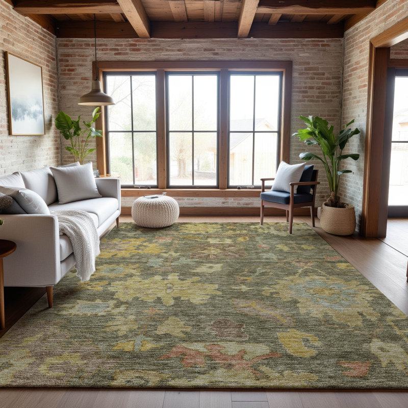Premium Machine Washable Konopka AMF1108 Global Rug, Rectangle 5 pi x 7 pi 6 po