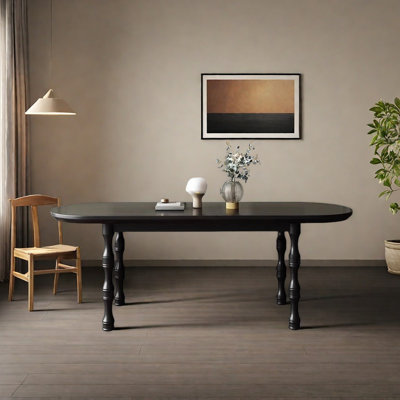 Classic Black Ash Wood Solid Wood Oval Table