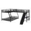 Lit superposé en L avec lit mezzanine, bureau intégré et glissade