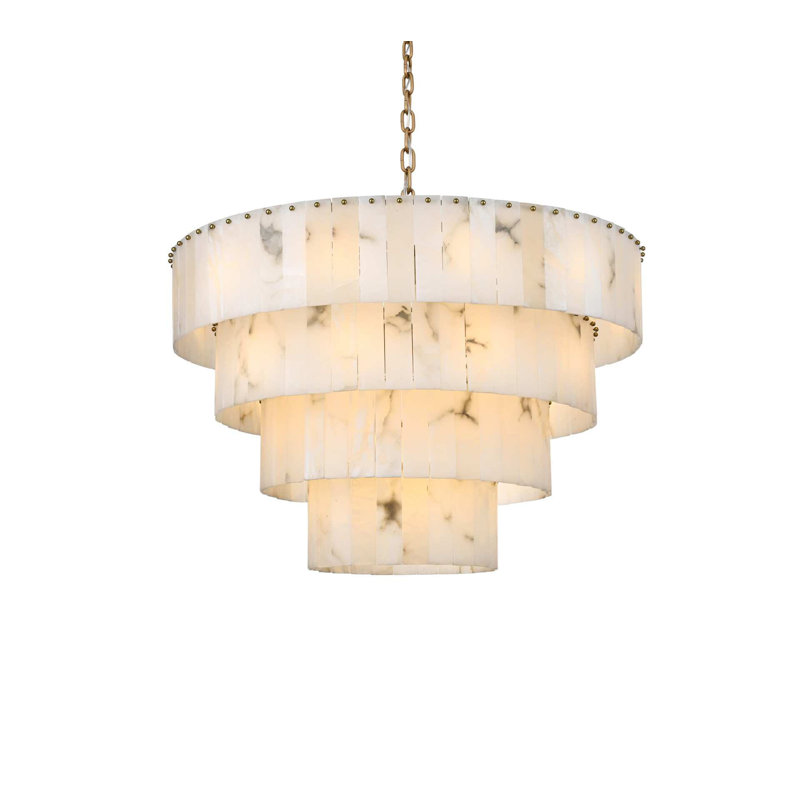 Lustre en albâtre de 40 pouces Intisar, Or satiné