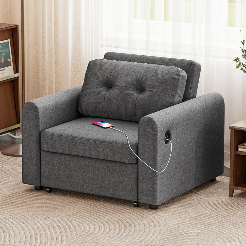 Sofa Bed, Dark Grey Fabric
