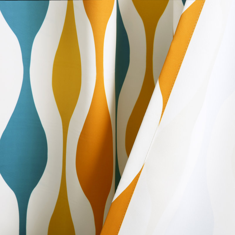 Turquoise and Orange Polyester Blackout Curtain Panels, 52" x 84"