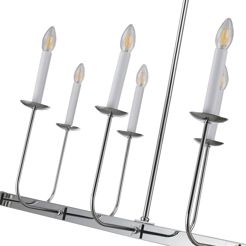 Lustre 10 lumières 47 po à grande échelle avec finition chromée, Chrome chrome