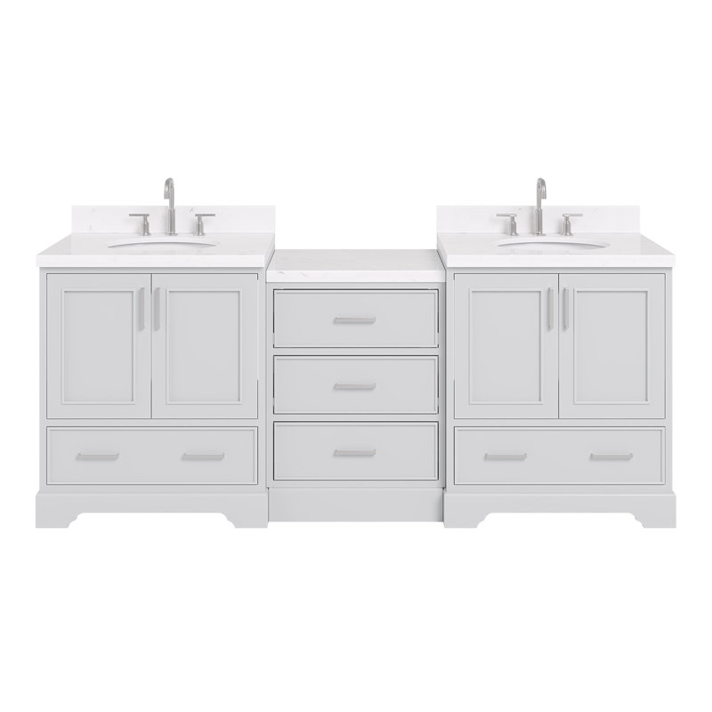 Meuble-lavabo simple 85 po 24 po Peighton et meuble-lavabo simple 2 po 31 po Peighton, Ovale, Gris