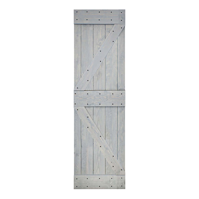 Porte de grange coulissante en bois massif de style K sans trousse de quincaillerie (dalle de porte seulement) - Assemblage requis