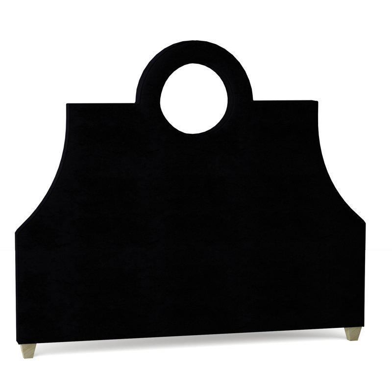 Tête de lit tapissier Tess, Velours performance noir Bella, Naturel, Grand