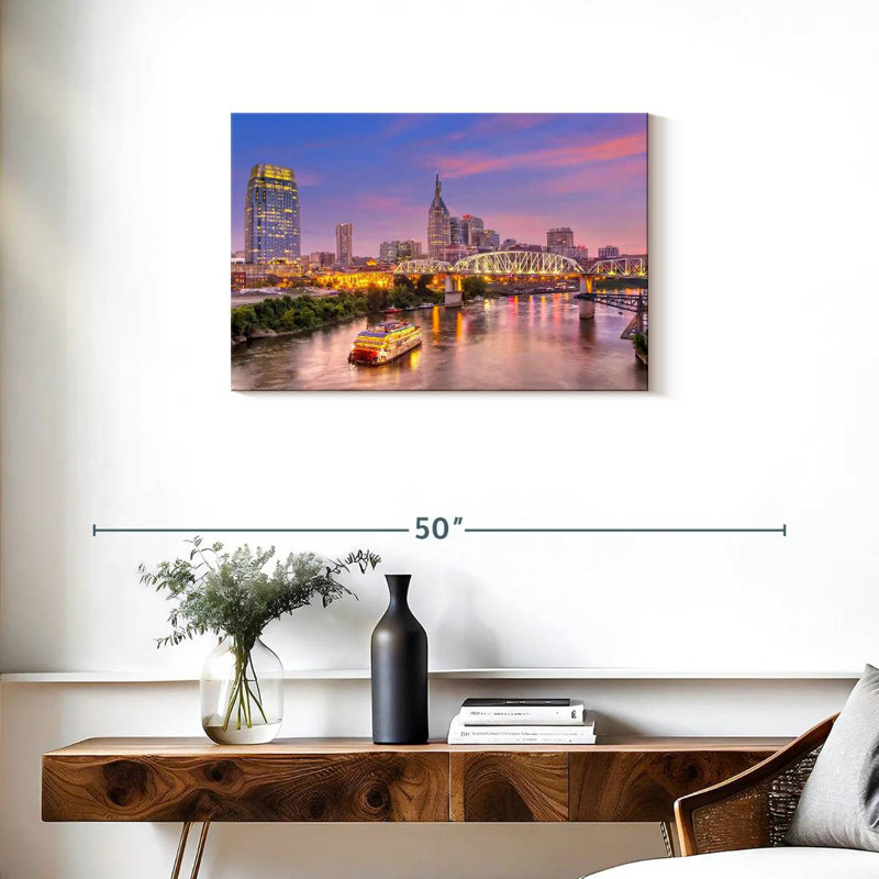 Nashville, coucher de soleil mauve, ciel, H 20 po x l 30 po