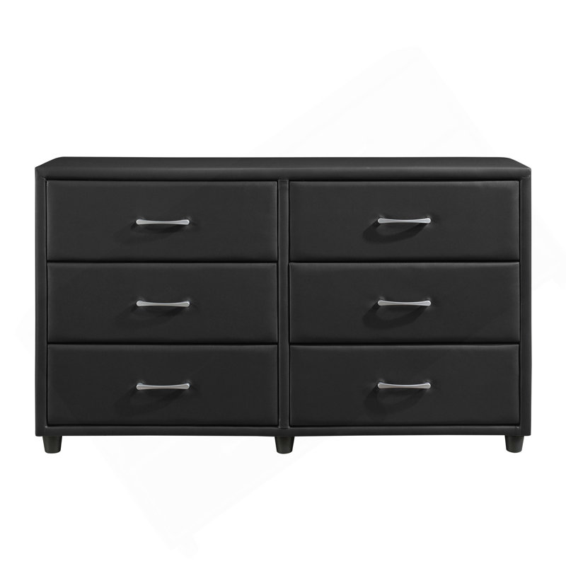 Commode au design contemporain en similicuir 1 pièce 6 tiroirs 6X