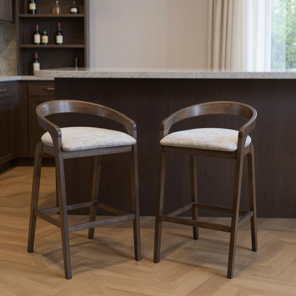 Corrigan Studio® Set of Two 31" Gray and Espresso Fabric and Solid Wood ...
