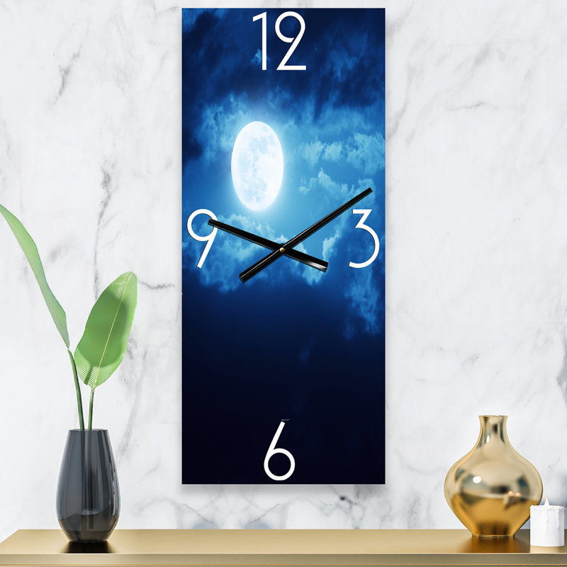 Pleine lune dans le ciel nocturne nuageux III - Horloge murale nautique et côtière, Petit