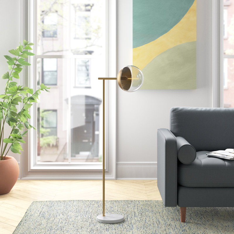 Yearby 50.5'' Task Floor Lamp, Chrome, Clear