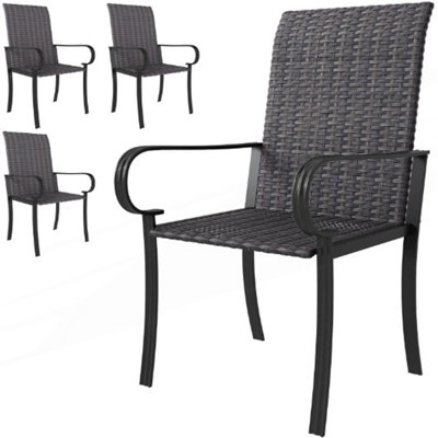 Ensemble de 4 chaises de salle à manger avec accoudoirs, dossier haut et sièges profonds