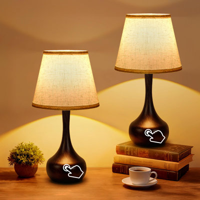 Ensemble de lampes de chevet à contrôle tactile (2 pièces), à trois niveaux de gradation pour les chambres à coucher, les bureaux, les salons et les tables basses