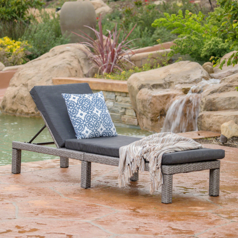Comfortable Wicker Chaise Lounge For Relaxing Outdoors, Enhancing Patio Experience., Black, Black