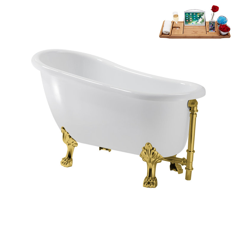 53.1'' x 25.6'' Soaking Acrylic Bathtub, Polished Gold, Polished Gold