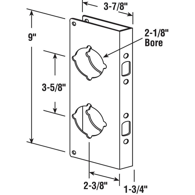Accessoire de renfort de porte et de serrure Prime-Line, Acier inoxydable, H 1,88 po x l 6 po x P 12 po