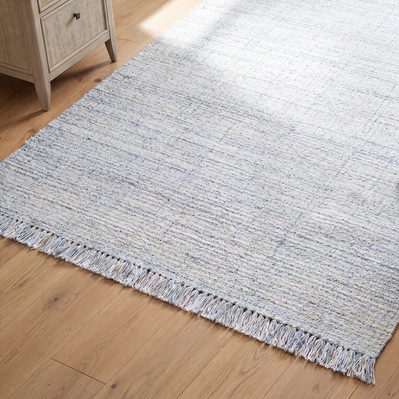 Viewcrest Hand-Woven Striped Light Gray Rug, Rectangle 10' x 14'