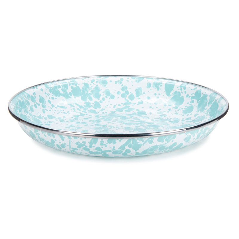 Swirl Enamelware Pasta Plate, Sea Glass