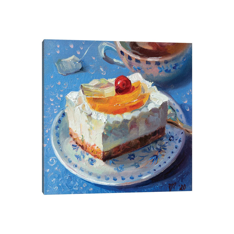 Fruit Cheesecake With Tea by Katharina Valeeva - Wrapped Canvas Painting, 30.48 cm H x 30.48 cm W