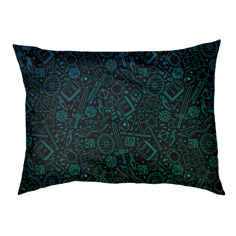 Coussin Byrge, Noir / Vert, Moyen (H 14 po x l 42,5 po x P 32,5 po)