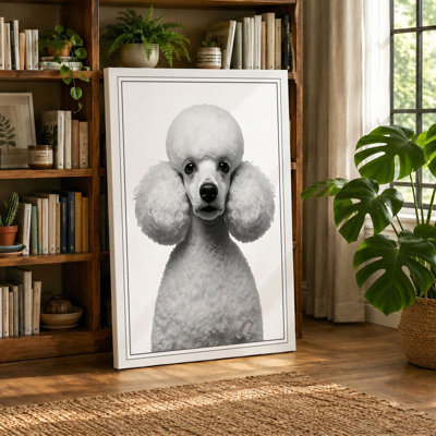 Groomed Poodle Portrait Modern - Wrapped Canvas
