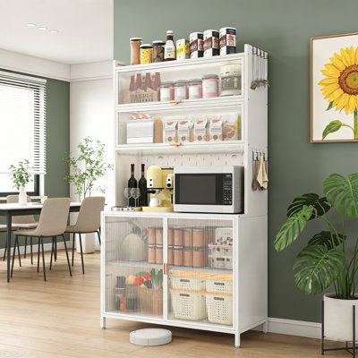 73 " tall kitchen food storage cabinet with flip-top door and metal pegboard by Latitude Run