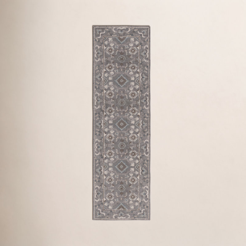 Tansy Handmade Wool Gray Rug, Runner 2'3" x 16'