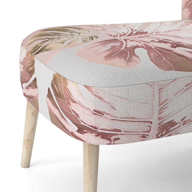 Leaf II - Upholstered Scandinavian Side Chair, Pink Accent Chair, Pink/Green