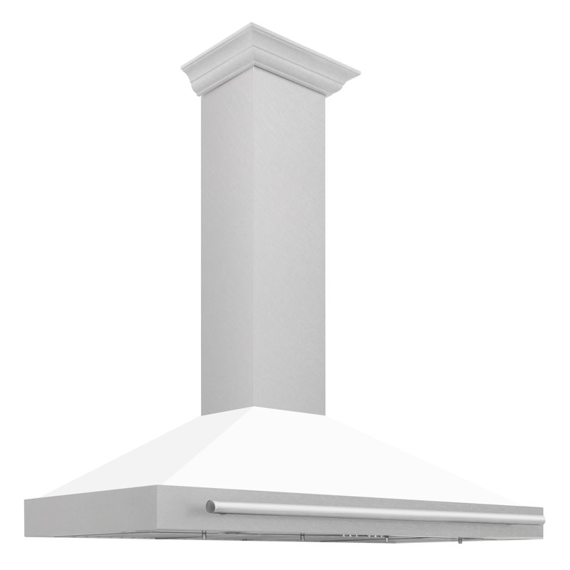 Hotte murale convertible en acier inoxydable satiné 48 po ZLINE Autograph Edition, Blanc mat