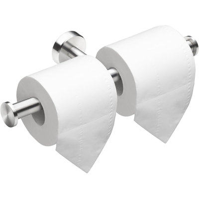 Double Roll Toilet Paper Holder Wall Mounted, Brushed Nickel SUS304 Stainless Steel, 2-In-1 Dual Tissue Holder For Bathroom & Kitchen, Easy Installation, Holds Mega Rolls