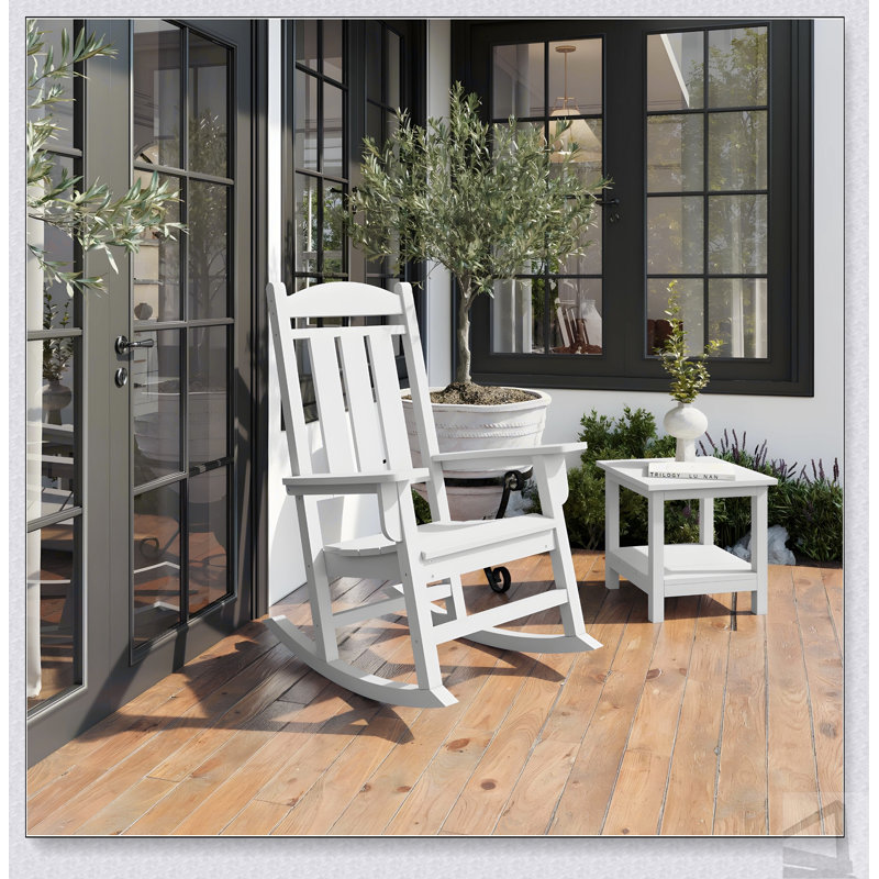 Chaise berçante traditionnelle - Polyéthylène PEHD classique pour le confort et la durabilité à l'extérieur, White